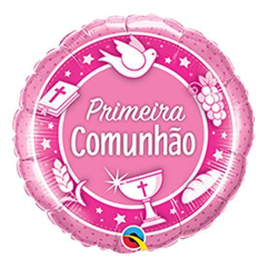 Imagem de Balão Qualatex 18" - Redondo - Primeria Comunhão-Rosa - 1 Un