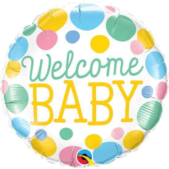 Imagem de Balão Qualatex 18" - Redondo - Welcome Baby-Pontos - 1 Un