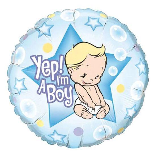 Imagem de Balão Qualatex 18" - Redondo - Yep! I"M A Boy - 1 Un