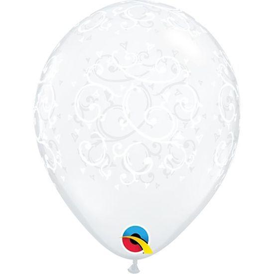 Imagem de Balão Qualatex 5" - Transparente - Filigrana E Corações - 100 Un