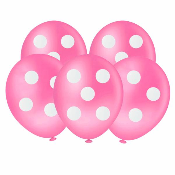 Imagem de Balão Redondo 8 Polegadas - Bolinha Rosa e Branco 20 unid.