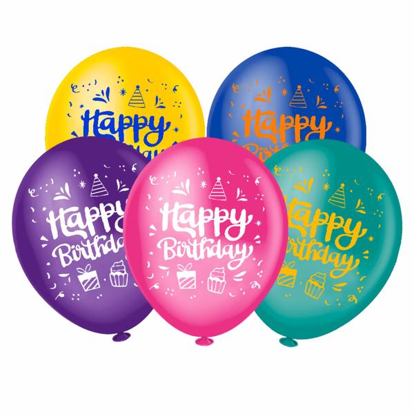 Balão Redondo 8 Polegadas - Happy Birthday Sortido 20 unid. - Piffer Imagem de Balão Redondo 8 Polegadas - Happy Birthday Sortido 20 unid.
