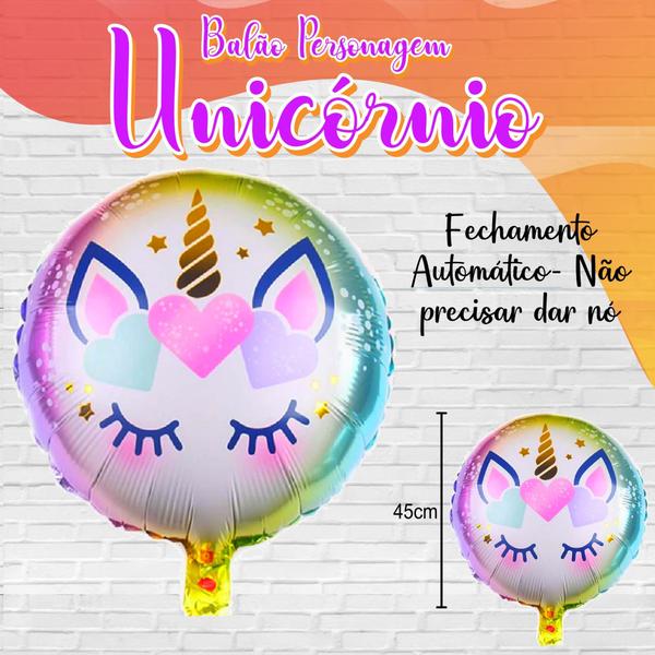 Imagem de Balão Redondo de Unicórnio Metalizado 45cm- Festa Unicórnio, Decoração Unicórnio