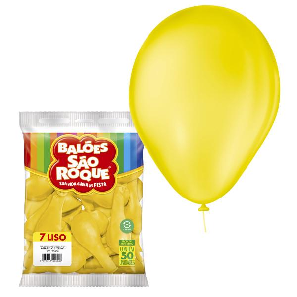 Imagem de Balão São Roque Amarelo Citrino Liso 7 Polegadas - 50 un