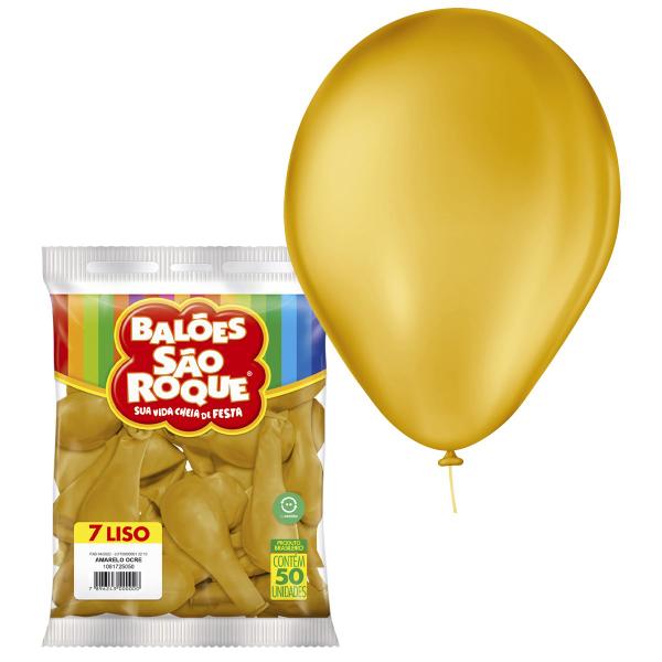 Imagem de Balão São Roque Amarelo Ocre Liso 7 Polegadas - 50 unidades