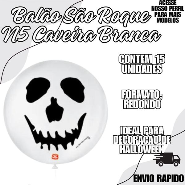 Imagem de Balão São Roque N5 C/15Uni Tema Caveira Festa Halloween