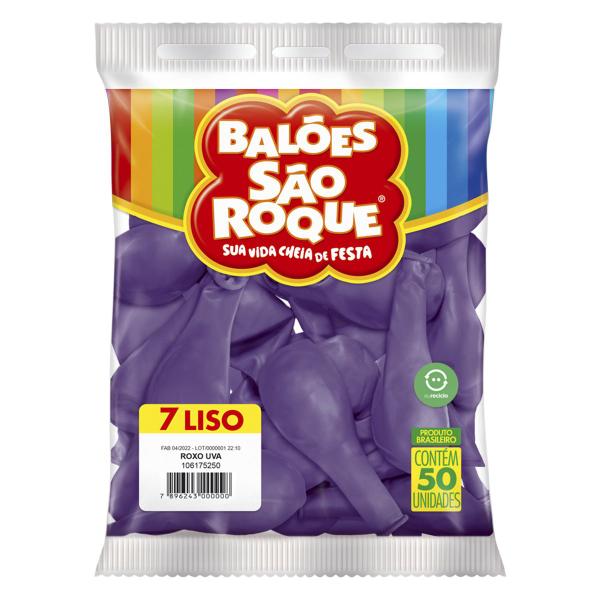 Imagem de Balão São Roque Roxo Uva Liso 7 Polegadas - 50 unidades