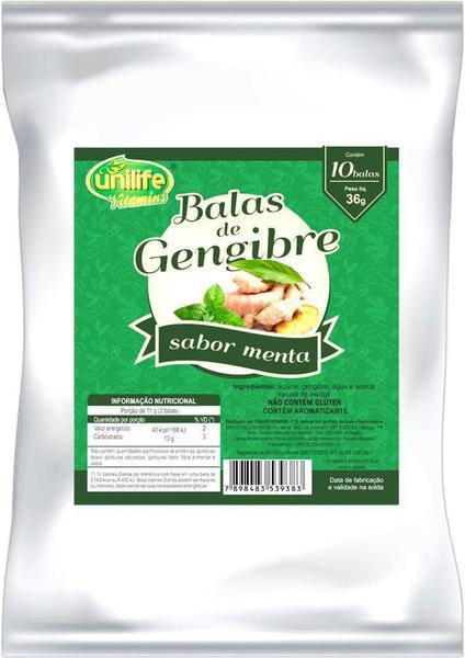 Imagem de Balas de Gengibre Sabor Menta Unilife 36g