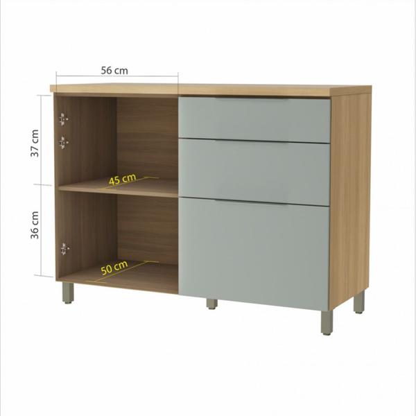 Imagem de Balcão 1 Porta 3 Gavetas Marquesa 120cm 100 Mdf -  Nesher