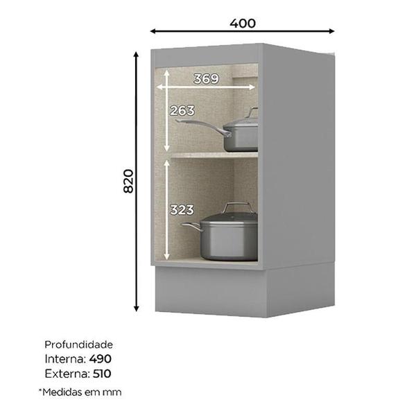 Balcão 1 Porta 40 cm Nova York Cinza Henn Imagem de Balcão 1 Porta 40 cm Nova York Cinza Henn