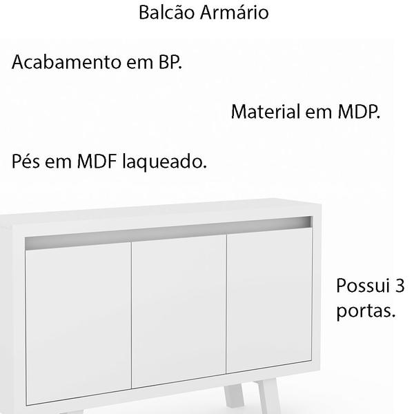 Imagem de Balcão 3 Portas para Escritório Home Office ME4120 MDP Branco G69 - Gran Belo