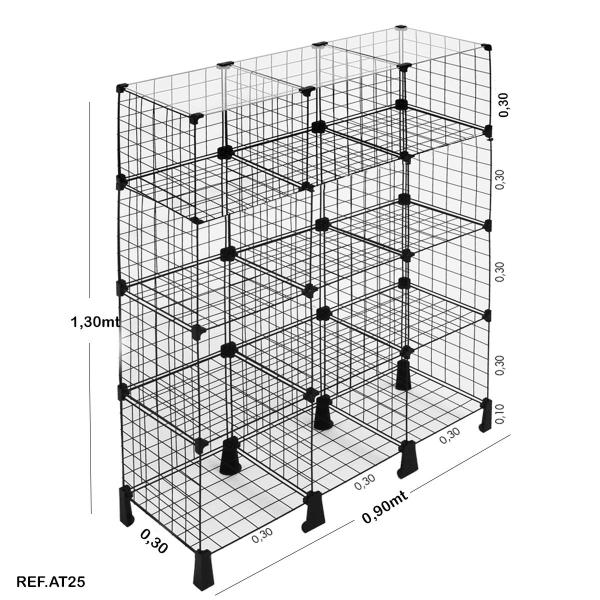 Imagem de Balcão aramado preto com tampo de vidro - 0,90 x 1,30 x 0,30