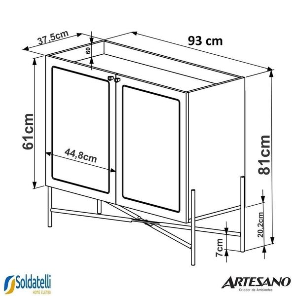 Imagem de Balcão bar oslo 2 portas base metal dourada hanover - artesano