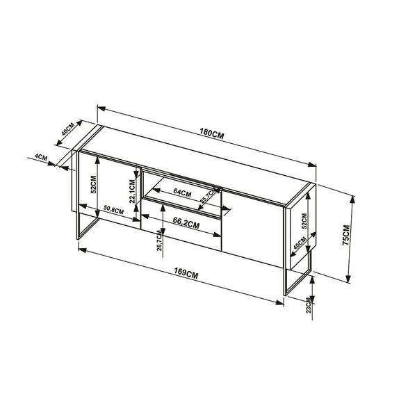 Imagem de Balcão Buffet 2 Portas 1 Gaveta Vesta 180cm Hanover-Branco-Preto Artesano - Artesano Home