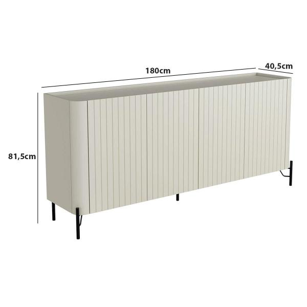 Imagem de Balcão Buffet p/ Sala Porta Brise 180cm Pés Metal 100% MDF