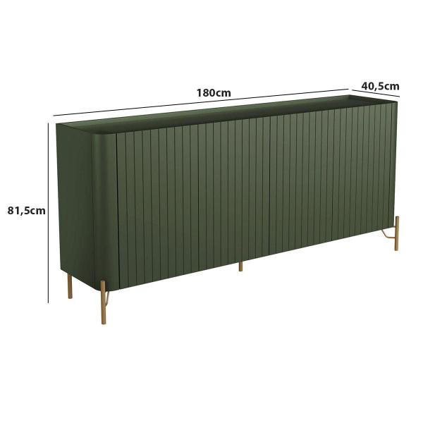 Balcão Buffet p/ Sala Porta Brise 180cm Pés Metal 100% MDF - Casa Lar Inco SE Imagem de Balcão Buffet p/ Sala Porta Brise 180cm Pés Metal 100% MDF