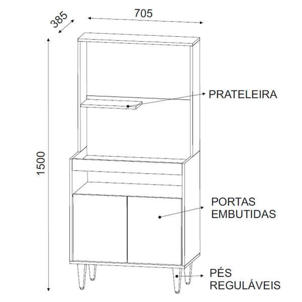 Imagem de Balcão Cantinho do Café 2 Portas Escritório Preto Stella