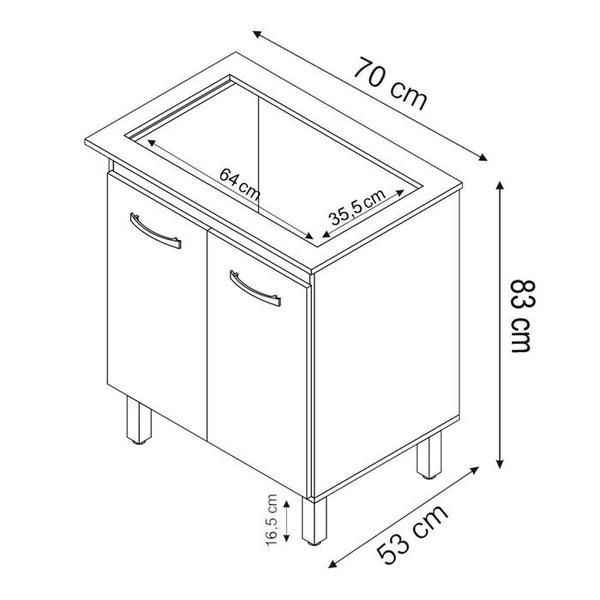 Imagem de Balcao Com Tampo 70cm Para Cooktop 5 Bocas 9255 Branco Mobbs