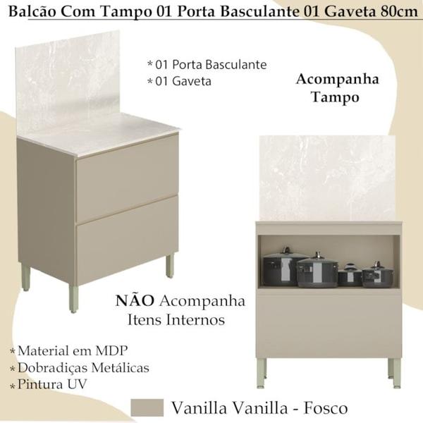 Imagem de Balcao Com Tampo 80cm 1PT Basculante 1GAV 3021ART Vanilla Vanilla KTP