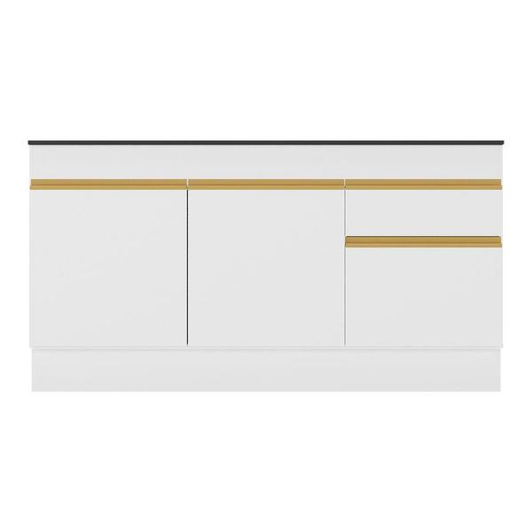 Imagem de Balcão Cozinha com Rodapé Gabinete Pia 150 cm 3 Portas 1 Gaveta Veneza GW Multimóveis MP2107 Branco