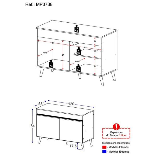 Imagem de Balcão Cozinha Gabinete Pia 120 cm 2 Portas Veneza Multimóveis MP3738 Preto