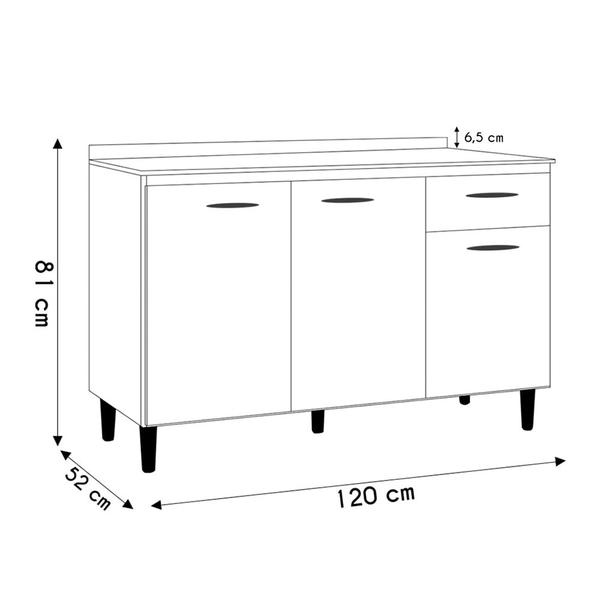 Imagem de Balcão Cozinha Pia 120cm com Tampo Classic P11 Preto/Marmore - Mpozenato