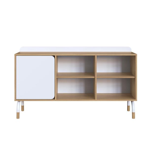 Imagem de Balcão Credenza 1 Porta 1 Gaveta 136cm Home Office Flexus Hanover/Branco