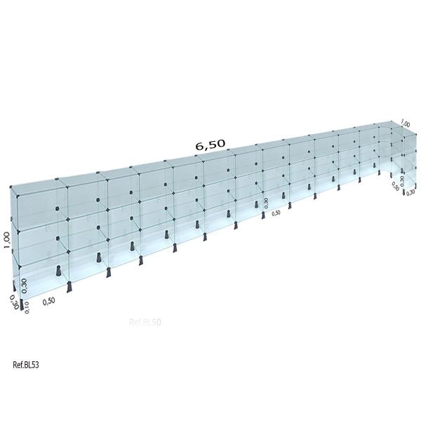 Imagem de Balcão de Atendimento L Modulado em Vidro 6,50 x 1,00 x 0,30