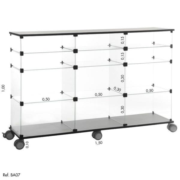 Imagem de Balcão de Atendimento Modulado em Vidro com Base MDF - 1,50 x 1,00 x 0,30