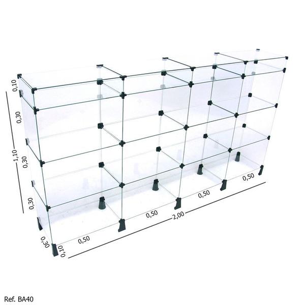 Imagem de Balcão de Atendimento Modulado em Vidro com Porta Bijuteria - 2,00 x 1,10 x 0,30