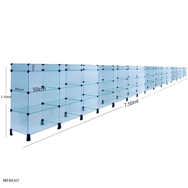 Imagem de Balcão de Atendimento Modulado em Vidro com Porta Bijuterias - 7,50 x 1,10 x 0,30