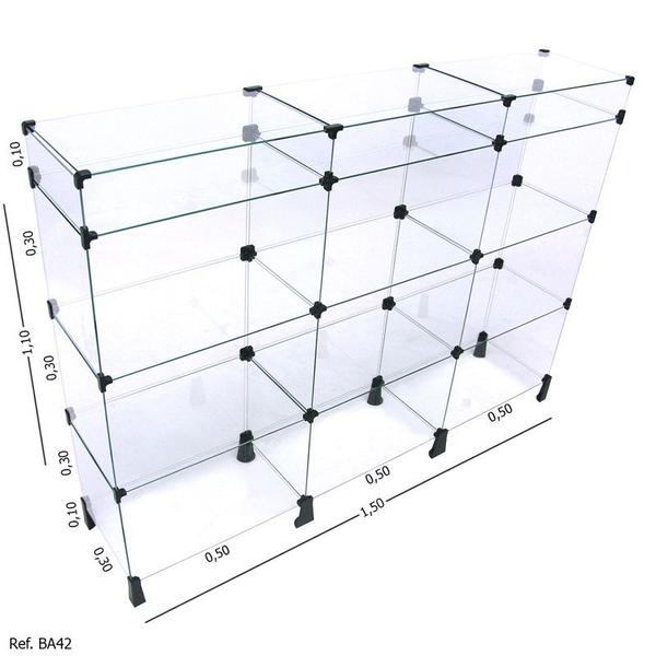 Imagem de Balcão de Atendimento Modulado em Vidro e Porta Bijuterias - 1,50 x 1,10 x 0,30