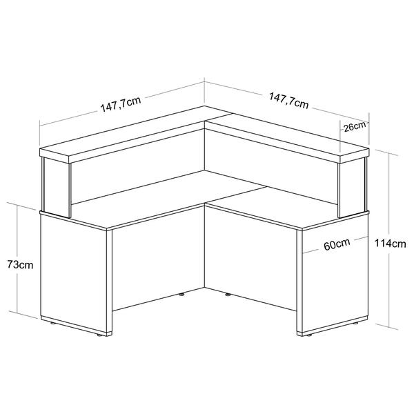 Imagem de Balcão de Atendimento para Escritório/Recepção em L - Elegante e Funcional 147,7x147,7cm