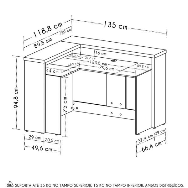 Imagem de Balcão de Atendimento Recepção 135cm Corp A06 Nogal/Preto    - Mpozenato