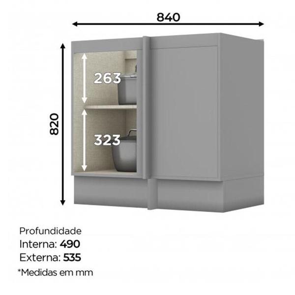 Imagem de Balcão de Canto Reto 1 Porta Americana Cinza - Henn