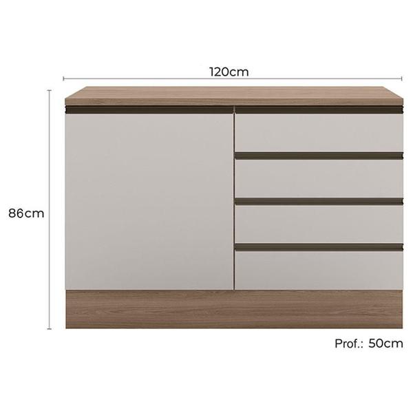 Imagem de Balcão de Cozinha 1 Porta 4 Gavetas Etna Carvalho OAK Off White  Poliman