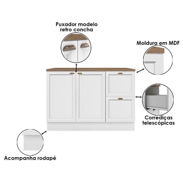 Imagem de Balcão de Cozinha 120cm Unna Branco - Poliman