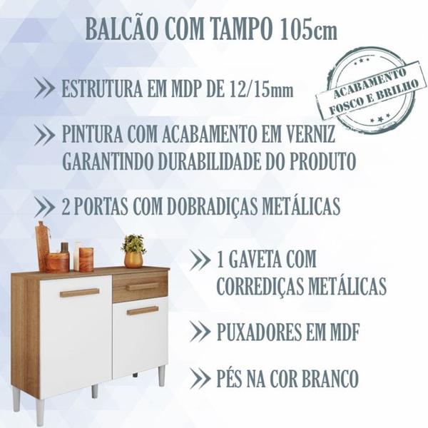 Balcao De Cozinha 2 Portas 105 cm 2012148 Atacama Off White ARMoveis - Aramoveis Imagem de Balcao De Cozinha 2 Portas 105 cm 2012148 Atacama Off White ARMoveis
