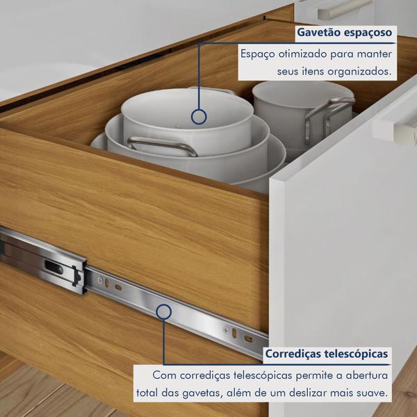 Imagem de Balcão de Cozinha 2 Portas 3 Gavetas 120cm Princesa 100% Mdf