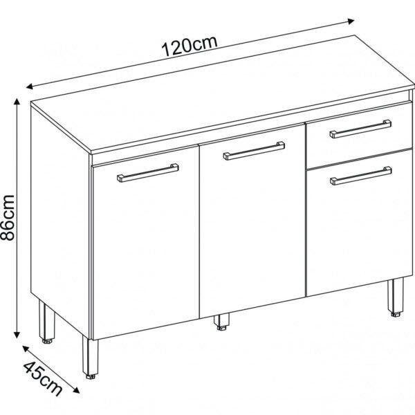 Imagem de Balcão de Cozinha 3 Portas 1 Gaveta Dama