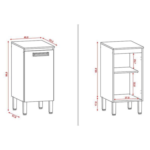 Imagem de Balcão de Cozinha Ametista 1 Porta 40 cm Freijó Gris - Kits Paraná