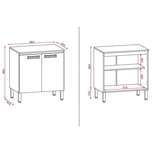 Imagem de Balcão de Cozinha Ametista 2 Portas 80 cm Freijó Supremo - Kits Paraná