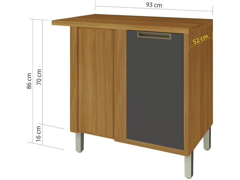 Imagem de Balcão de Cozinha com Tampo de Canto Nesher 100% MDF 1 Porta Marquesa