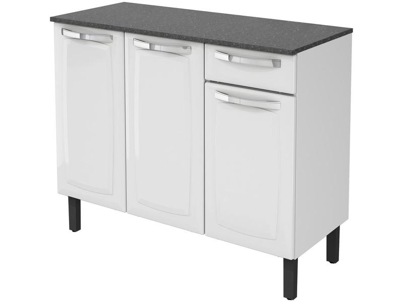 Balcão de Cozinha com Tampo Itatiaia Aço 3 Portas 1 Gaveta Rose Balcão de Cozinha com Tampo Itatiaia Aço 3 Portas 1 Gaveta Rose