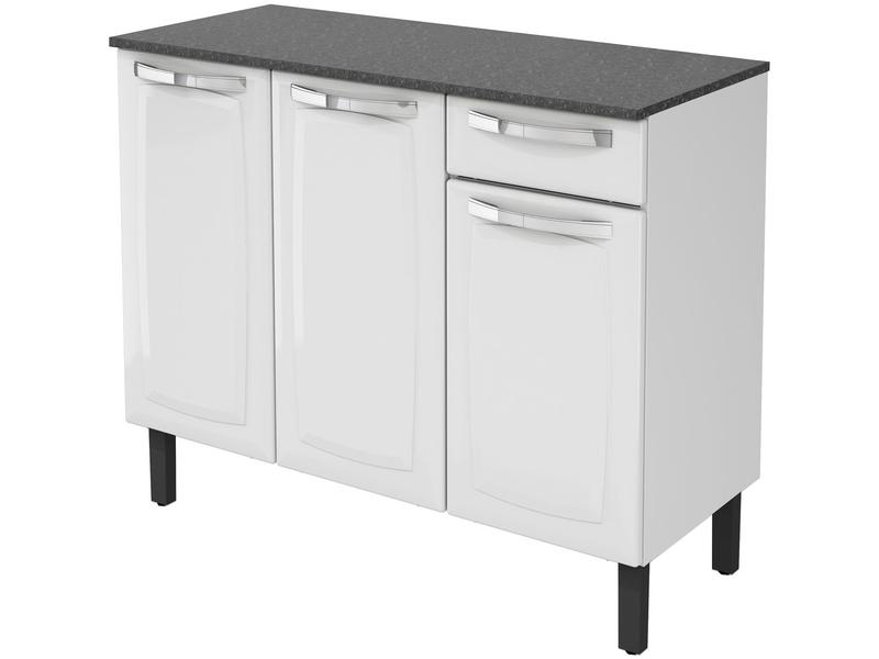 Balcão de Cozinha com Tampo Itatiaia Aço 3 Portas 1 Gaveta Rose