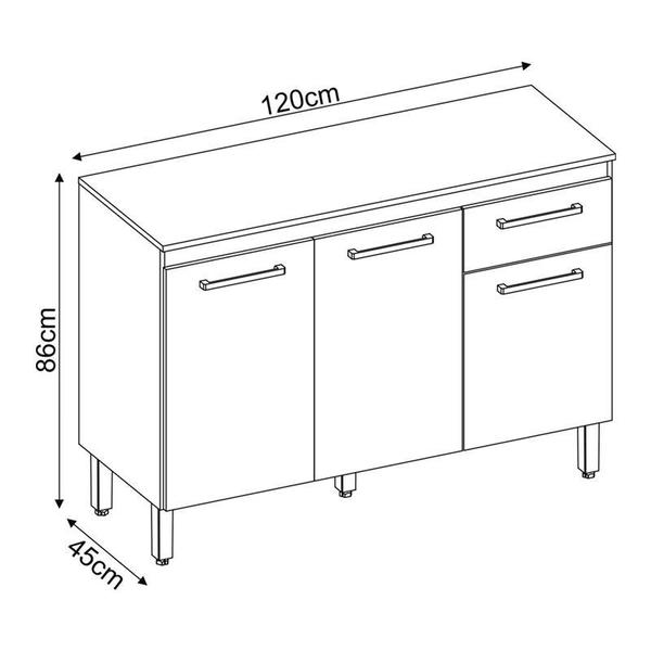 Imagem de Balcão de Cozinha Dama com Tampo 120 cm Amendola Branco - Demóbile