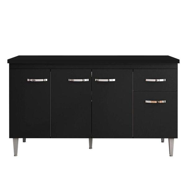Balcão De Cozinha Gabriela Com Tampo 150 Cm Preto Fosco - Ajl - AJL MÓVEIS Imagem de Balcão De Cozinha Gabriela Com Tampo 150 Cm Preto Fosco - Ajl