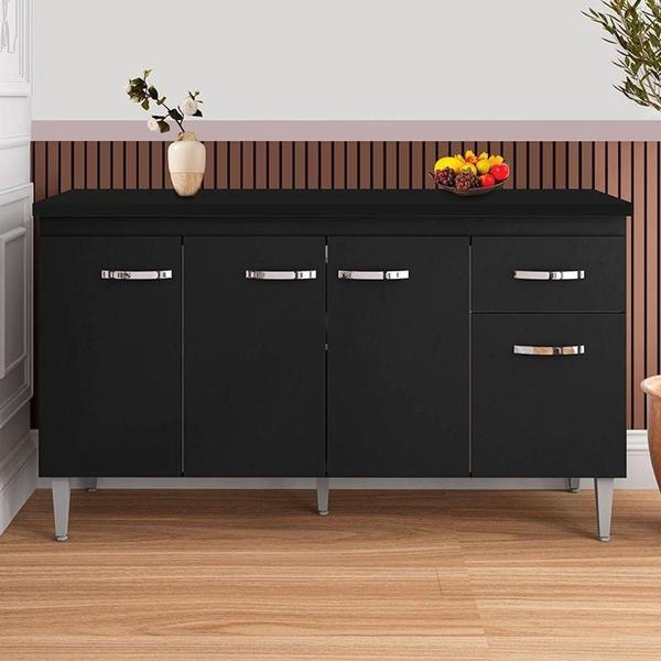 Balcão De Cozinha Gabriela Com Tampo 150 Cm Preto Fosco - Ajl - AJL MÓVEIS Imagem de Balcão De Cozinha Gabriela Com Tampo 150 Cm Preto Fosco - Ajl