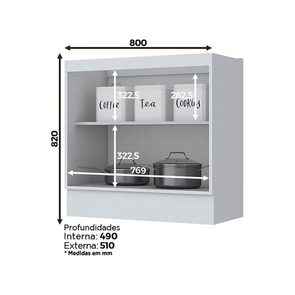 Imagem de Balcão de Cozinha Henn Americana 80 cm sem Tampo 2 Portas - C355-05