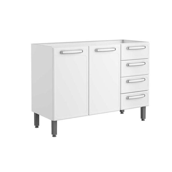 Balcão de Cozinha Modulado Evidence 7026 2 Portas e 4 Gavetas s/ Tampo Branco - Bertolini Imagem de Balcão de Cozinha Modulado Evidence 7026 2 Portas e 4 Gavetas s/ Tampo Branco - Bertolini